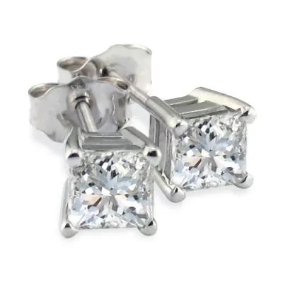 1 Carat Fine Quality Princess Cut Diamond Stud Earrings in Platinum,  by SuperJeweler