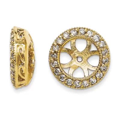 14K Yellow Gold Ornate Diamond Earring Jackets, Fits 3 3/4-4 Carat Stud Earrings,  by SuperJeweler