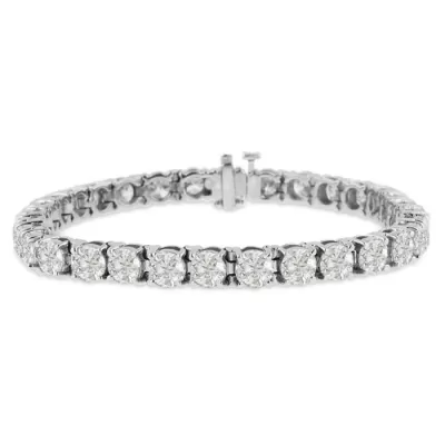 15 Carat Round Setting Diamond Tennis Bracelet Crafted in Solid 14K White Gold (20 g), , 7 Inch by SuperJeweler