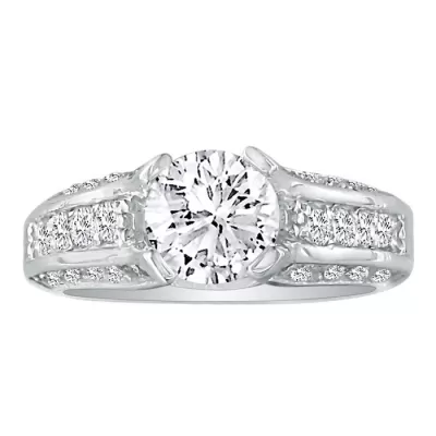 2 2/3 Carat Diamond Round Engagement Ring in 18k White Gold, , SI2-I1 by SuperJeweler