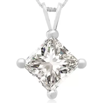 2 Carat 14k White Gold Princess Cut Diamond Pendant Necklace, G/H Color, 18 Inch Chain by SuperJeweler
