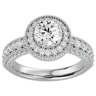2 Carat Halo Diamond Engagement Ring in 14K White Gold (6.5 g),  by SuperJeweler
