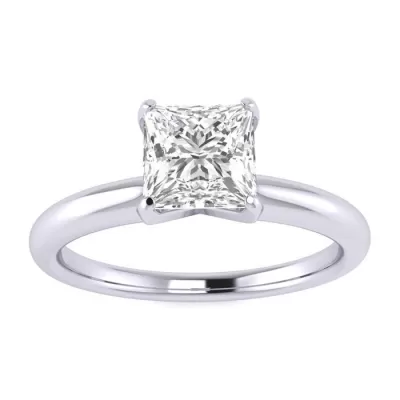 3/4 Carat Platinum Princess Cut Diamond Solitaire Engagement Ring, G/ SI1/Si2 by SuperJeweler