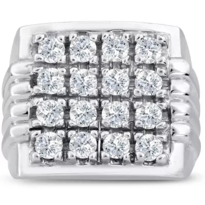 Men's 2 Carat Diamond Wedding Band in 14K White Gold, -K, I1-I2, 19.13mm Wide by SuperJeweler