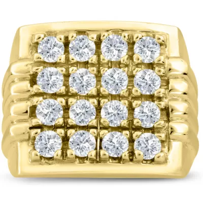 Men's 2 Carat Diamond Wedding Band in 14K Yellow Gold, -K, I1-I2, 19.13mm Wide by SuperJeweler