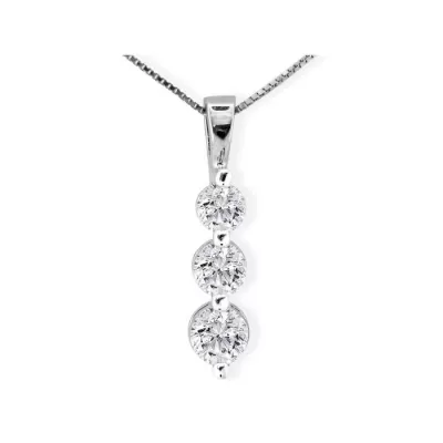 1.5 Carat Three Diamond Drop Style Diamond Pendant Necklace in 14k White Gold, , 18 Inch Chain by SuperJeweler
