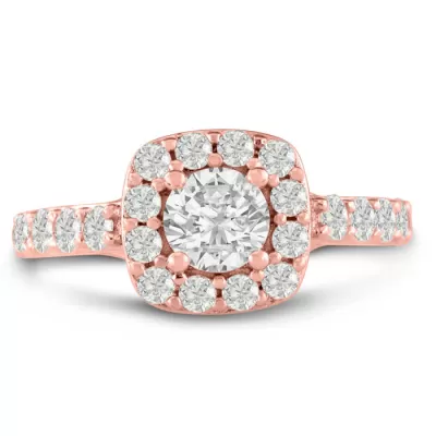 1 3/4 Carat Halo Diamond Engagement Ring Crafted in 14K Rose Gold (5.8 g),  by SuperJeweler