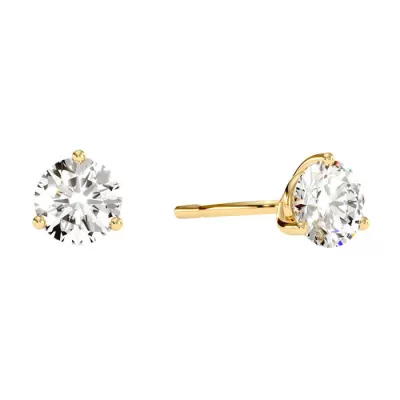 1.5 Carat Natural Genuine Diamond Stud Earrings in Martini Setting, 14K Yellow Gold,  by SuperJeweler