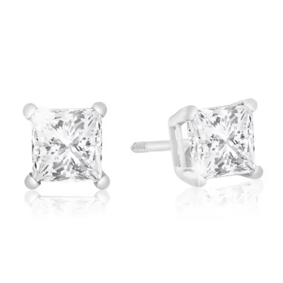 1 Carat Diamond White Gold Stud Earrings in 14k White Gold,  Color  Clarity by SuperJeweler