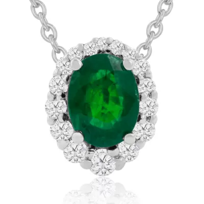 2.90 Carat Fine Quality Emerald Cut & Diamond Necklace in 14K White Gold (2.9 g), , 18 Inch Chain by SuperJeweler