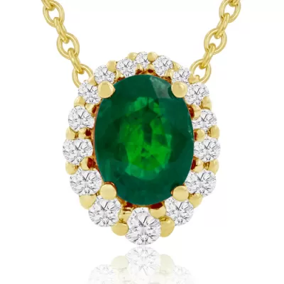 2.90 Carat Fine Quality Emerald Cut & Diamond Necklace in 14K Yellow Gold (2.9 g), , 18 Inch Chain by SuperJeweler