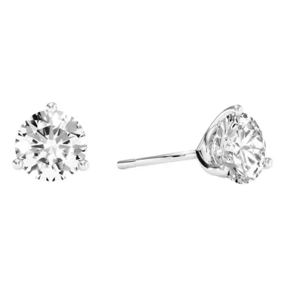 2 Carat Round Cut Clarity Enhanced Diamond White Gold Stud Earrings,  Color, SI Clarity by SuperJeweler