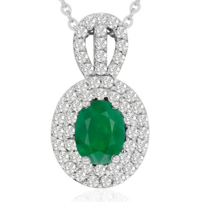 3.50 Carat Fine Quality Emerald Cut & Diamond Necklace in 14K White Gold (8.9 g), , 18 Inch Chain by SuperJeweler