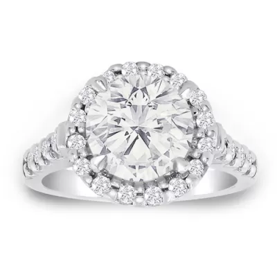 3.50 Carat Halo Diamond Engagement Ring in 18K White Gold (6.3 g),  by SuperJeweler