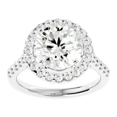 5.46 Carat Halo Round Diamond Engagement Ring in 18K White Gold,  by SuperJeweler