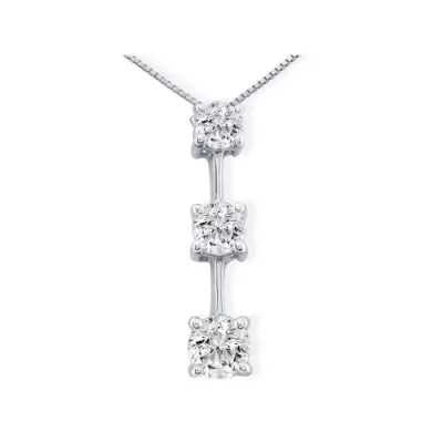 Impressive 1.5 Carat Fine Three Diamond Pendant Necklace in 14k White Gold (4.5 g), , 18 Inch Chain by SuperJeweler