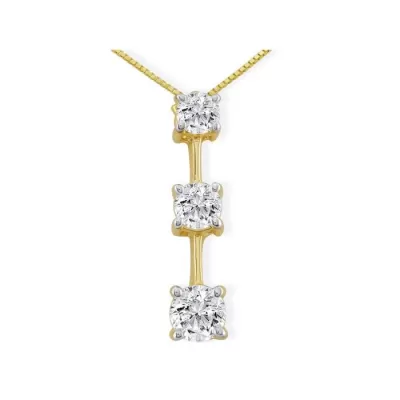 Impressive 1.5 Carat Three Diamond Pendant Necklace in 14k Yellow Gold (4.5 g), , 18 Inch Chain by SuperJeweler