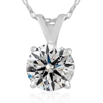 1 Carat Diamond Pendant Necklace in 14k White Gold, , 18 Inch Chain by SuperJeweler