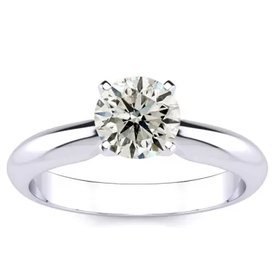 1 Carat Round Diamond Solitaire Ring in 14k White Gold (2.4 g), , I1/I2 by SuperJeweler