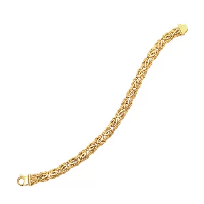 14K Yellow Gold (10.2 g) 9.0mm 7.25 Inch Shiny Byzantine Chain Bracelet by SuperJeweler