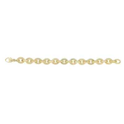 14K Yellow Gold (10.5 g) 7.5 Inch Textured & Shiny Oval Link Chain Bracelet by SuperJeweler