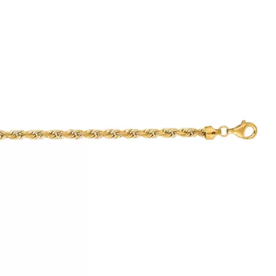 14K Yellow Gold (11.3 g) 5.0mm 8 Inch Solid Diamond Cut Rope Chain Bracelet by SuperJeweler