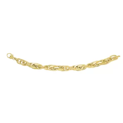 14K Yellow Gold (11.7 g) 8 Inch Textured & Shiny Multi Oval Link Chain Bracelet by SuperJeweler