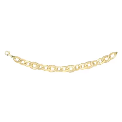 14K Yellow Gold (12 g) 7.5 Inch Brush-Finish Popcorn Trim Link Chain Bracelet by SuperJeweler