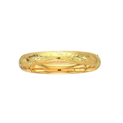 14K Yellow Gold (13.3 g) 10.0mm 7 Inch Florentine Round Dome Classic Bangle Bracelet by SuperJeweler