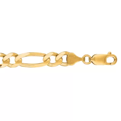 14K Yellow Gold (14.9 g) 7.0mm 9.50 Inch Diamond Cut Classic Figaro Chain Bracelet by SuperJeweler
