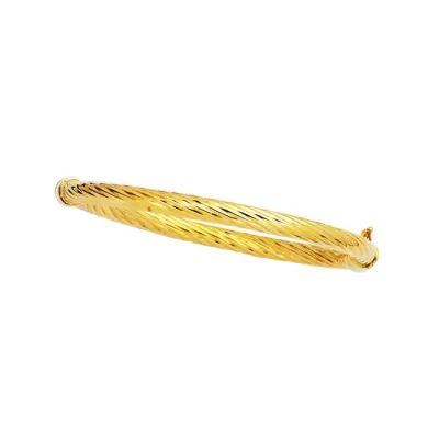14K Yellow Gold (2.6 g) 5.0mm 7 Inch Shiny Twisted Fancy Bangle Bracelet by SuperJeweler