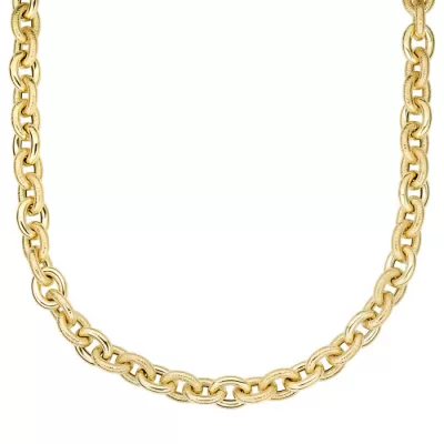 14K Yellow Gold (22.8 g) 18 Inch Textured & Shiny Oval Link Necklace by SuperJeweler