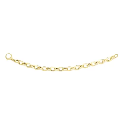 14K Yellow Gold (5.3 g) 9.4mm 7.25 Inch Shiny Oval Fancy Link Chain Bracelet by SuperJeweler