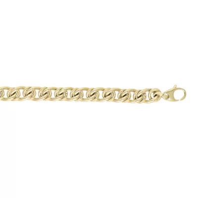 14K Yellow Gold (6 g) 6.0mm 7.5 Inch Textured & Shiny Oval Link Chain Bracelet by SuperJeweler