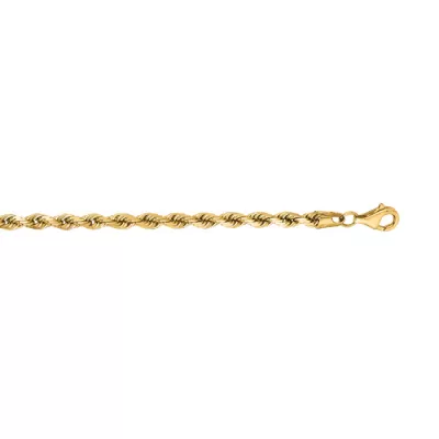 14K Yellow Gold (7.6 g) 4.0mm 7 Inch Solid Diamond Cut Rope Chain Bracelet by SuperJeweler