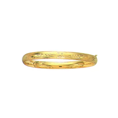 14K Yellow Gold (7 g) 6.0mm 7 Inch Florentine Round Dome Classic Bangle Bracelet by SuperJeweler