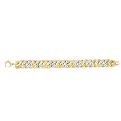14K Yellow & White Gold (12.8 g) 14.8mm 7.5 Inch Twisted Flat Double Round Link Fancy Chain Bracelet by SuperJeweler