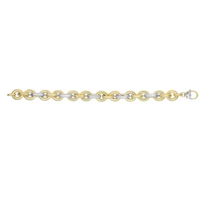 14K Yellow & White Gold (14.5 g) 12.5mm 8.25 Inch Shiny Oval Link Chain Bracelet by SuperJeweler