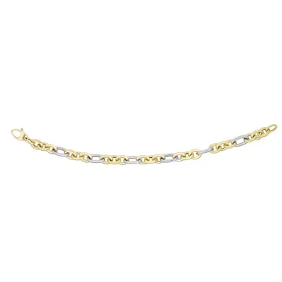 14K Yellow & White Gold (5.3 g) 7.5mm 7.25 Inch Oval Link Fancy Chain Bracelet by SuperJeweler