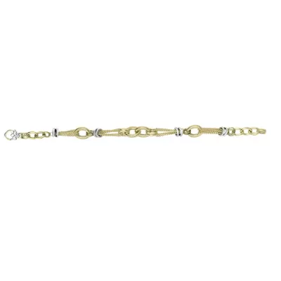 14K Yellow & White Gold (5.9 g) 7.5 Inch Fancy Chain Bracelet by SuperJeweler