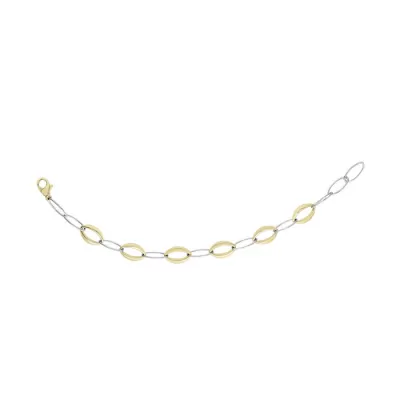 14K Yellow & White Gold (5.9 g) 8.80mm 7.5 Inch Marquise & Oval Link Chain Bracelet by SuperJeweler