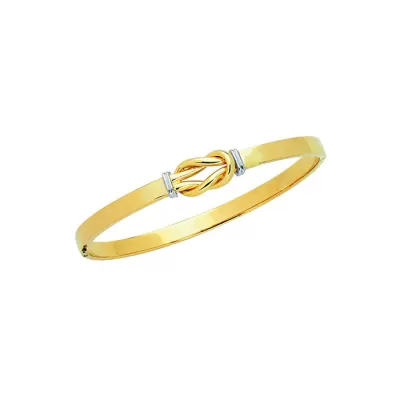 14K Yellow & White Gold (6.9 g) 4.75mm 7 Inch Shiny Loop-Top Fancy Bangle Bracelet by SuperJeweler