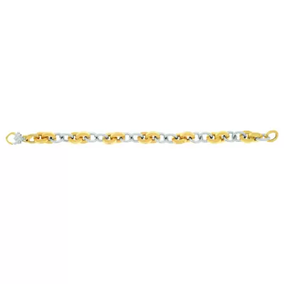 14K Yellow & White Gold (8.9 g) 7.5 Inch Shiny Square & Round Oval Link Chain Bracelet by SuperJeweler