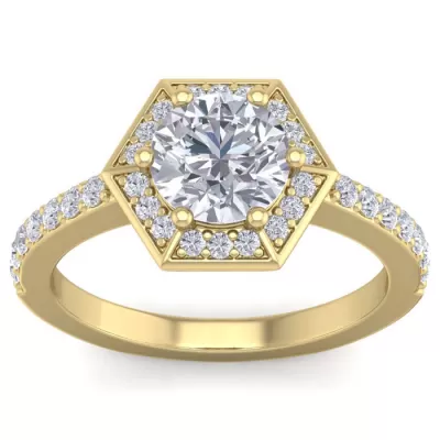 2 Carat Designer Engagement Ring w/ 1.50 Carat Round Brilliant Center Diamond in 14K Yellow Gold (5.5 g),  by SuperJeweler