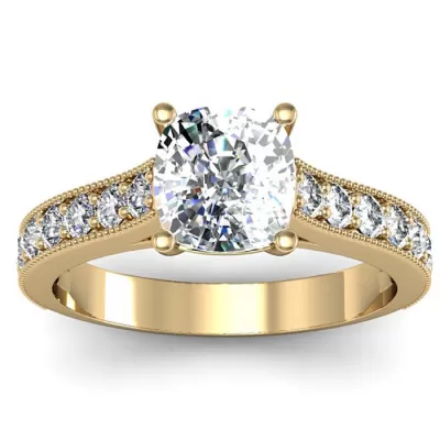 2 Carat Solitaire Engagement Ring w/ 1.50 Carat Cushion Cut Center Diamond in 14K Yellow Gold (4 g),  by SuperJeweler