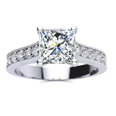 2 Carat Solitaire Engagement Ring w/ 1.50 Carat Princess Cut Center Diamond in 14K White Gold (4 g),  by SuperJeweler