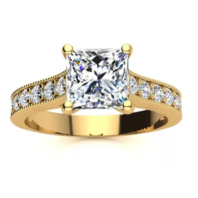2 Carat Solitaire Engagement Ring w/ 1.50 Carat Princess Cut Center Diamond in 14K Yellow Gold (4 g),  by SuperJeweler
