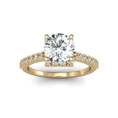 2 Carat Square Halo w/ Round Brilliant Solitaire Diamond Engagement Ring in 14K Yellow Gold (2.8 g),  by SuperJeweler
