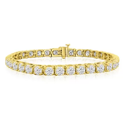 8 Inch 14K Yellow Gold (19 g) 13 Carat TDW Round Diamond Tennis Bracelet (, ) by SuperJeweler