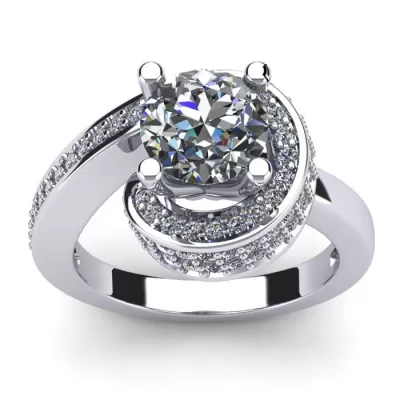 Modern Asymmetrical Round Brilliant 2 Carat Diamond Engagement Ring in 14K White Gold (5.8 g),  by SuperJeweler